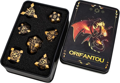 7PCS Metal DND Dice Set with Box, Debris RPG Red D and D Dice - Image 6