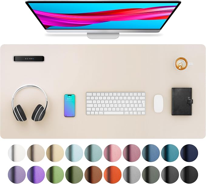 Aothia Large PU Leather Desk Pad Protector – Non-Slip Mouse Pad & Writing Mat by Aothia
