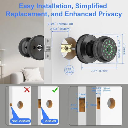 BIWIBON 5-in-1 Smart Door Knob, Fingerprint Door Knob - Image 6