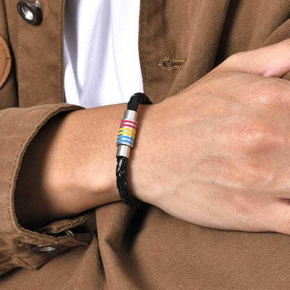 Nanafast Titanium Stainless Steel Rainbow LGBT Pride Bracelet Handmade Braided - Image 6