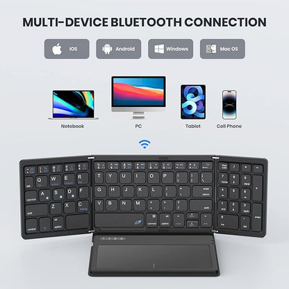 Foldable Bluetooth Keyboard, Portable Full Size Folding Keyboard - Image 4