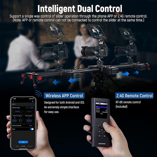 NEEWER 47.2”/120cm Motorized Camera Slider, App Wireless Control Carbon Fiber - Image 2