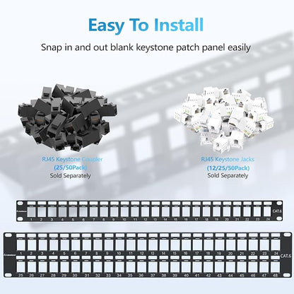 CableGeeker 2U 48 Port Keystone Patch Panel - Image 2