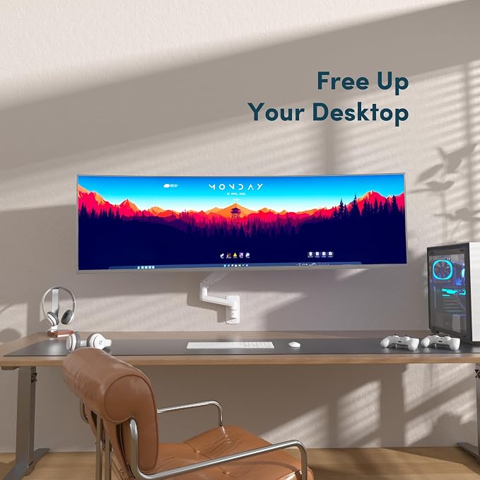Monitor Wall Mount for 17-49 Inch Ultrawide Monitors, Single Monitor Arm Holds - Image 6