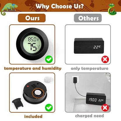 Vodolo 2PCS Reptile Thermometer and Humidity Gauge, Digital Adhesive Reptile - Image 6
