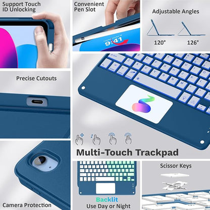 MoKo Touch Keyboard Case for iPad 11th Generation 11 inch 2025, iPad 10th - Image 3