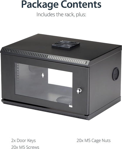 StarTech.com 2-Post 6U Wall Mount Network Cabinet w/ 1U Shelf, Ships Fully - Image 6