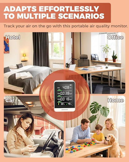 Indoor Air Quality Monitor, 5 in 1 Portable Real-Time Smart Air Quality Tester - Image 6