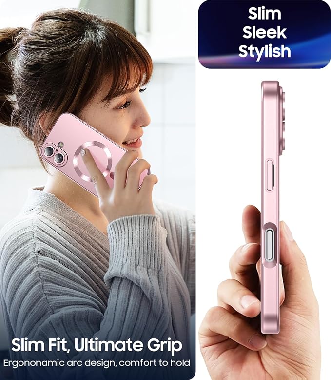Magnetic for iPhone 16 Plus Case Slim Soft Silicone Bumper Shockproof Metallic - Image 7