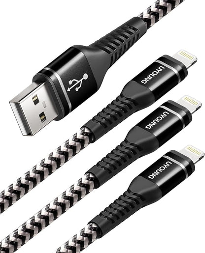 UYOUNG iPhone Charger Cable 3Pack 6FT USB to Lightning Cable Nylon Braided by UYOUNG