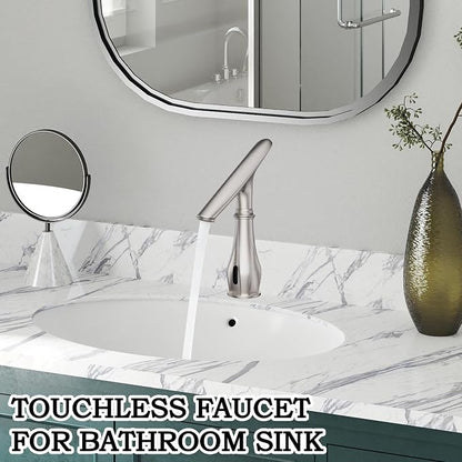 Touchless Bathroom Sink Faucets, Brushed Nickel Bathroom Faucet Single Hole - Image 2