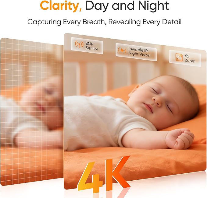 Monai 4K Smart Baby Monitor, Eye-Safe 950nm Night Vision, 7 AI Features - Image 4