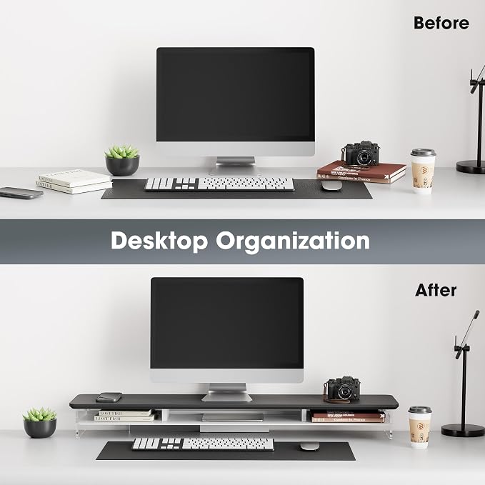Fenge Acrylic Monitor Stand Riser, 42.5 Inches Dual Monitor Stand - Image 5