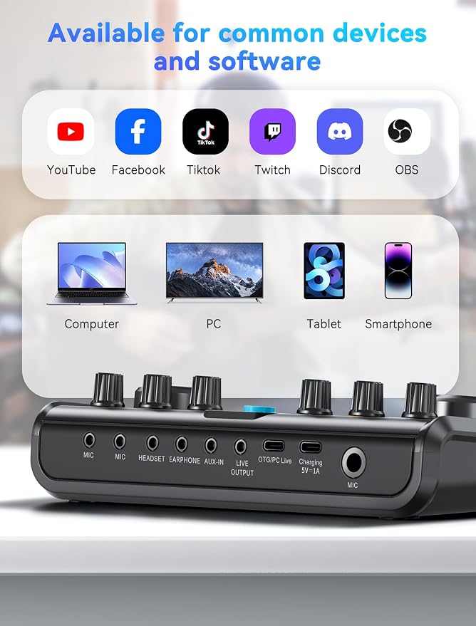 SINWE USB Audio Interface for Smartphone & PC: Plug-and-Play Live Sound Card - Image 4