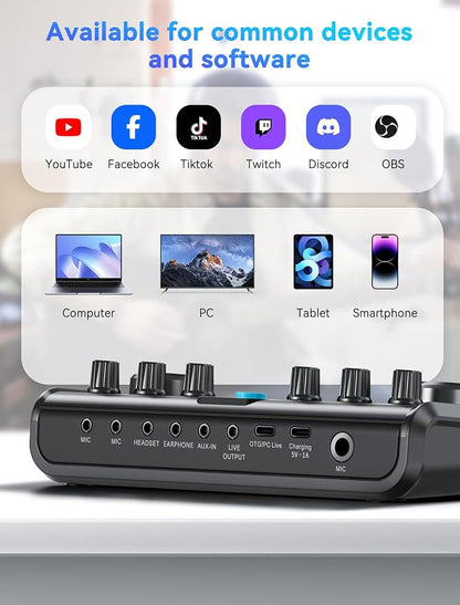 SINWE USB Audio Interface for Smartphone & PC: Plug-and-Play Live Sound Card - Image 4