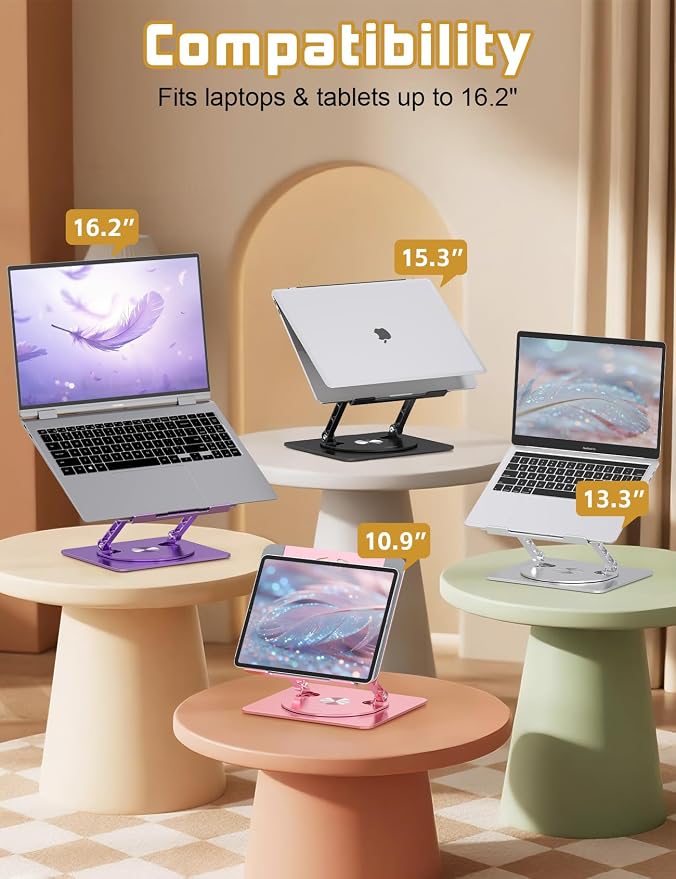 Adjustable Laptop Stand for Desk-360° Rotating Foldable Laptop Holder Ergonomic - Image 7