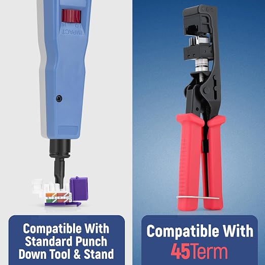 Everest 45° Angled RJ45 Cat6A Keystone Jacks 50-Pack in Purple - Image 5