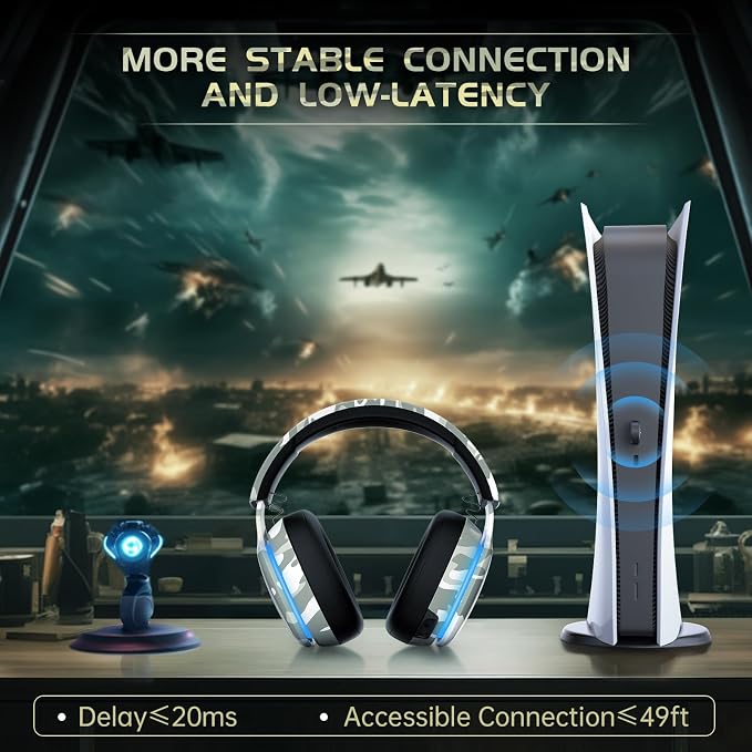 2.4GHz Wireless Gaming Headset for PS5, PS4 Fortnite & Call of Duty/FPS Gamers - Image 2