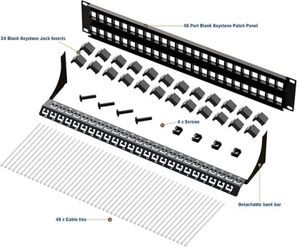 iwillink 48 Port Blank Keystone Patch Panel - Image 2