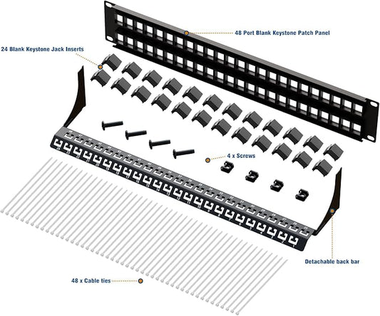 iwillink 48 Port Blank Keystone Patch Panel - Image 2