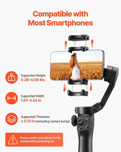 VEVOR Gimbal Stabilizer for Smartphone, 3-Axis Stabilization, Phone Gimbal for - Image 7