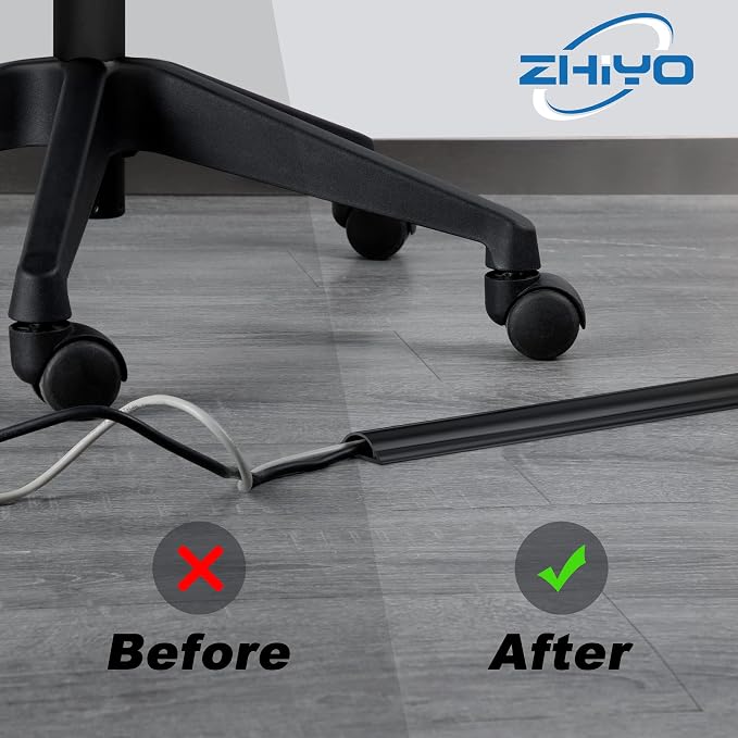 ZhiYo Cord Hider Floor 68in, Rigid PVC Floor Cord Cover, Hard PVC Floor Wire - Image 4