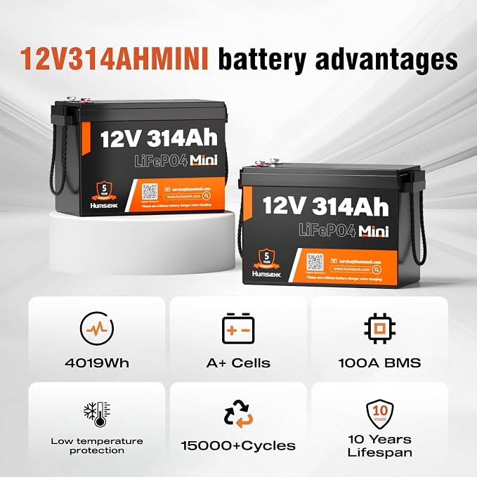 12V 314Ah LiFePO4 Lithium Battery Max. 4019Wh Energy, 15000+ Deep Cycles - Image 2