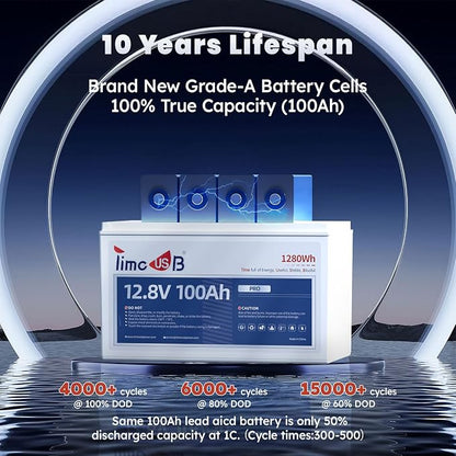 12V 100Ah Pro LiFePO4 Battery 2 Packs, Grade A Battery Cells, Group 31 Deep - Image 5