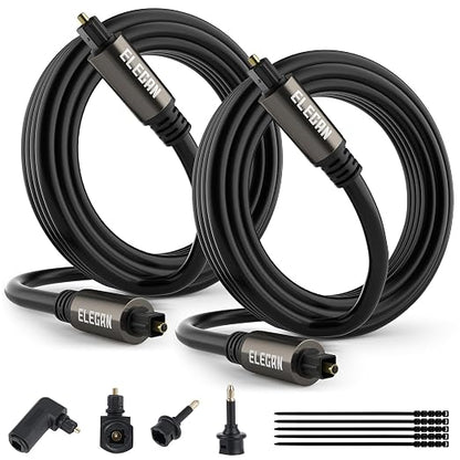 Elecan Optical Audio Cable 8 Ft/2 Pack Digital Audio Toslink Cable Cord-Fiber by Elecan