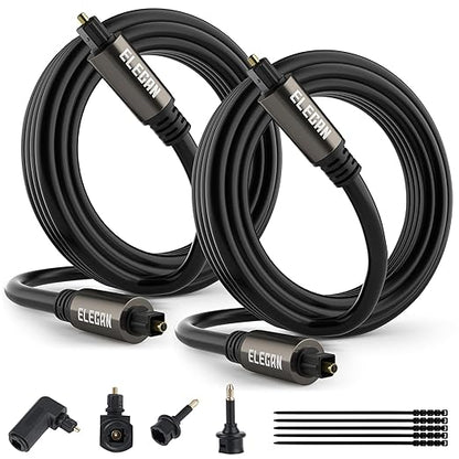 Elecan Optical Audio Cable 12 Ft/2 Pack Digital Audio Toslink Cable Cord-Fiber by Elecan