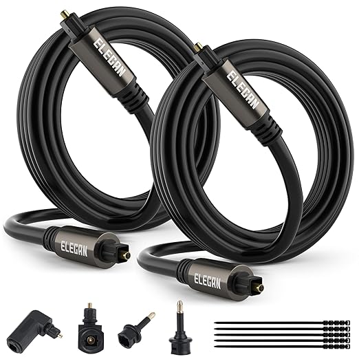 Elecan Optical Audio Cable 12 Ft/2 Pack Digital Audio Toslink Cable Cord-Fiber by Elecan
