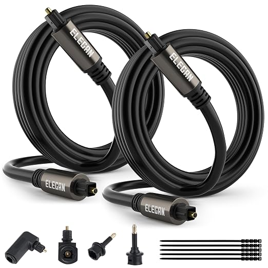 Elecan Optical Audio Cable 4 Ft/2 Pack Digital Audio Toslink Cable Cord-Fiber by Elecan