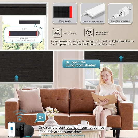 SmartWings Motorized 100% Blackout Shades Blinds, Custom Size, Cordless Window - Image 2