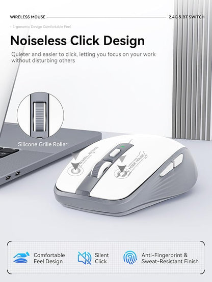 Wireless Mouse with Forward/Backward Side Keys, Silent Click, Ergonomic - Image 4