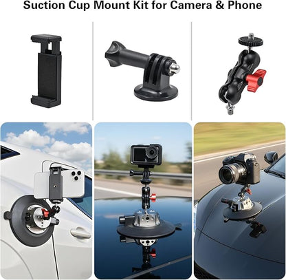 Suction Cup Camera Mount with Ball Head Magic Arm, 5.9"/15cm Air Pump Vacuum - Image 2