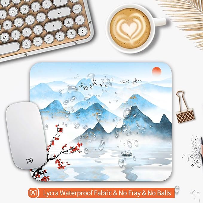 Square Mouse Pad Ink Painting Landscape, Personalized Premium-Textured Custom - Image 3
