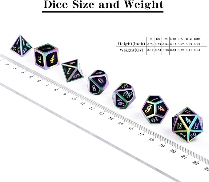 DNDND Rainbow Edge 7 Pieces Metal Dice Set DND Polyhedarl Heavy D&D Dice Set - Image 5