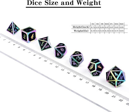 DNDND Rainbow Edge 7 Pieces Metal Dice Set DND Polyhedarl Heavy D&D Dice Set - Image 5