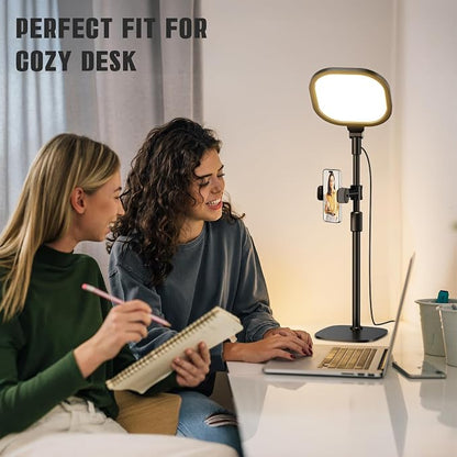 Desk Ring Light with Stand and Phone Holder, 3000K-6500K Dimmable Computer - Image 7