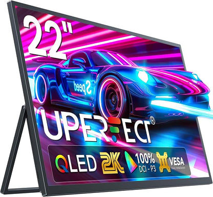 UPERFECT 22" QLED 2K Portable Monitor w/VESA & 180° Adjustable Stand, 2560×1440 by UPERFECT
