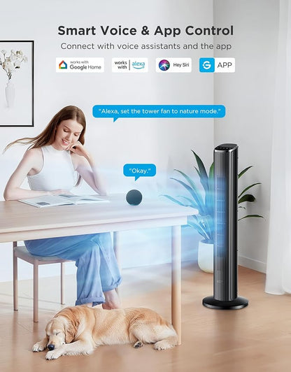 GoveeLife Black Tower Fan for Bedroom, Temperature Sensor, 5 Modes 8 Speeds - Image 2