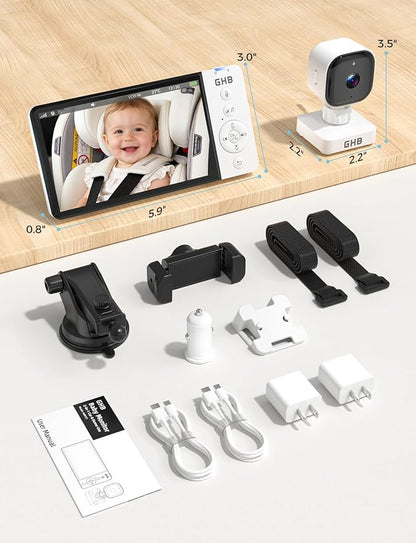 GHB Wireless Baby Car Camera 5" HD, 3500mAh Baby Monitor 2000mAh Camera Non WiFi - Image 8