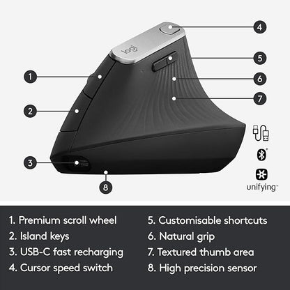 Logitech MX Vertical Wireless Mouse – Ergonomic Design Reduces Muscle Strain - Image 6
