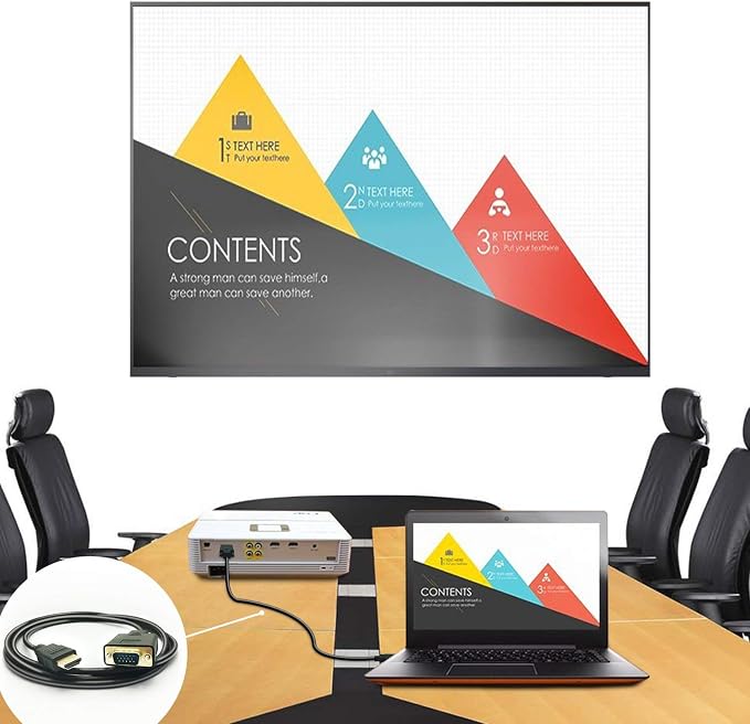 HDMI to VGA Cable, 1080P HDMI Male to VGA Male M/M Video Converter Cord VGA - Image 2
