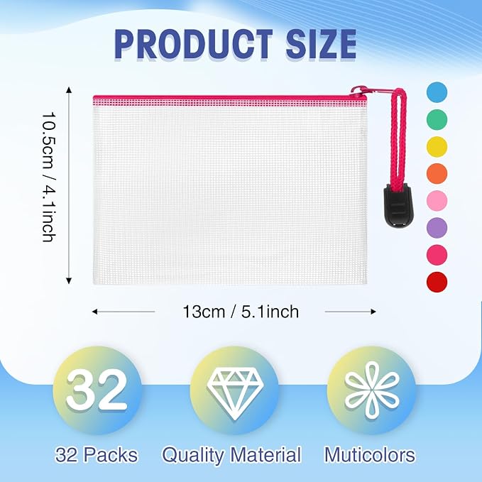 Jetec 32 Pcs Mesh Zipper Bags Toy Storage Bikini Organizer Bag Bolsas Para - Image 2