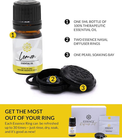 Essence Wearable Aromatherapy Nasal Diffuser – Lemon Essential Oil Nose Ring - Image 4