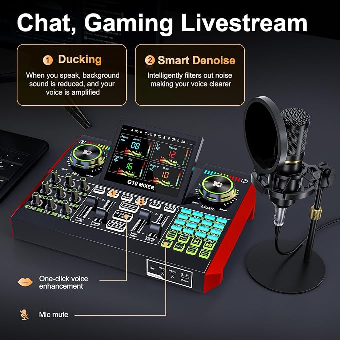 Podcast Microphone Bundle with Live Sound Card Audio Mixer, Podcast Equipment - Image 6