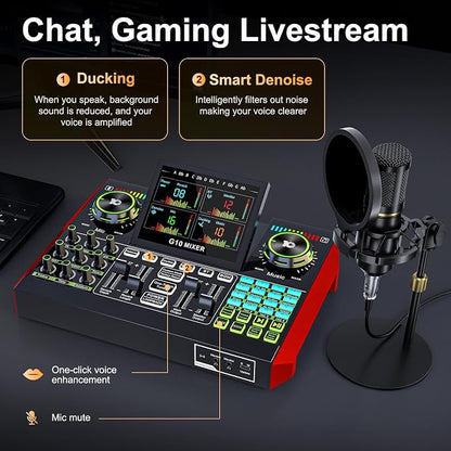 Podcast Microphone Bundle with Live Sound Card Audio Mixer, Podcast Equipment - Image 6