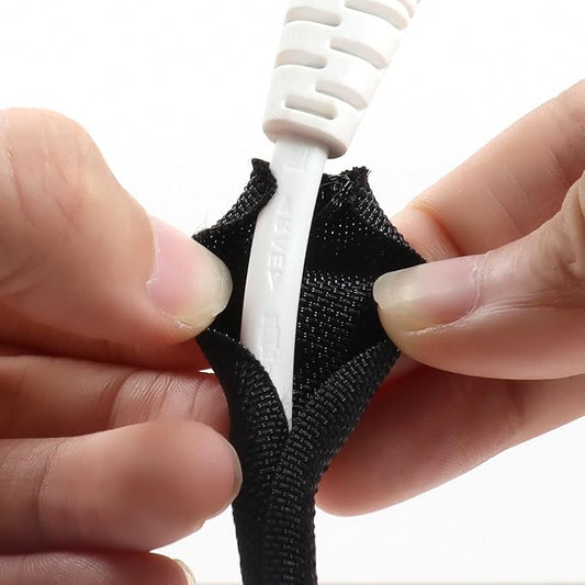 Black Braided Cable Management Sleeves Wire Loom Tubing Cord Protector - Image 2