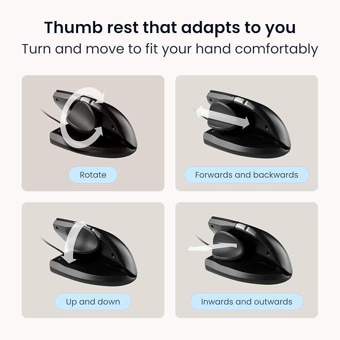 Contour Unimouse Ergonomic Vertical Mouse – Adjustable 35°-70° Angle, - Image 3